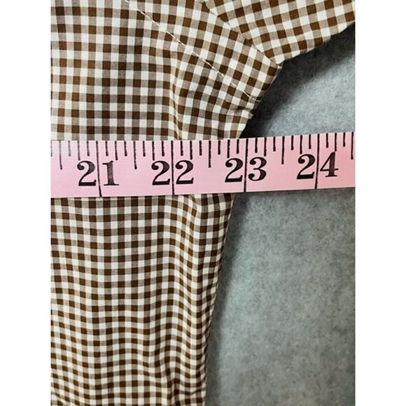Ralph Lauren Mens Button Down Shirt Large Gingham Check Brown White Long Sleeve - Picture 5 of 6